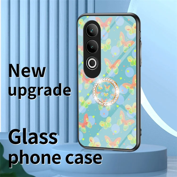 Per OnePlus Nord CE4 5G Case Pattern Print Tempered Glass Kickstand Phone Cover - Brilliant Butterfly