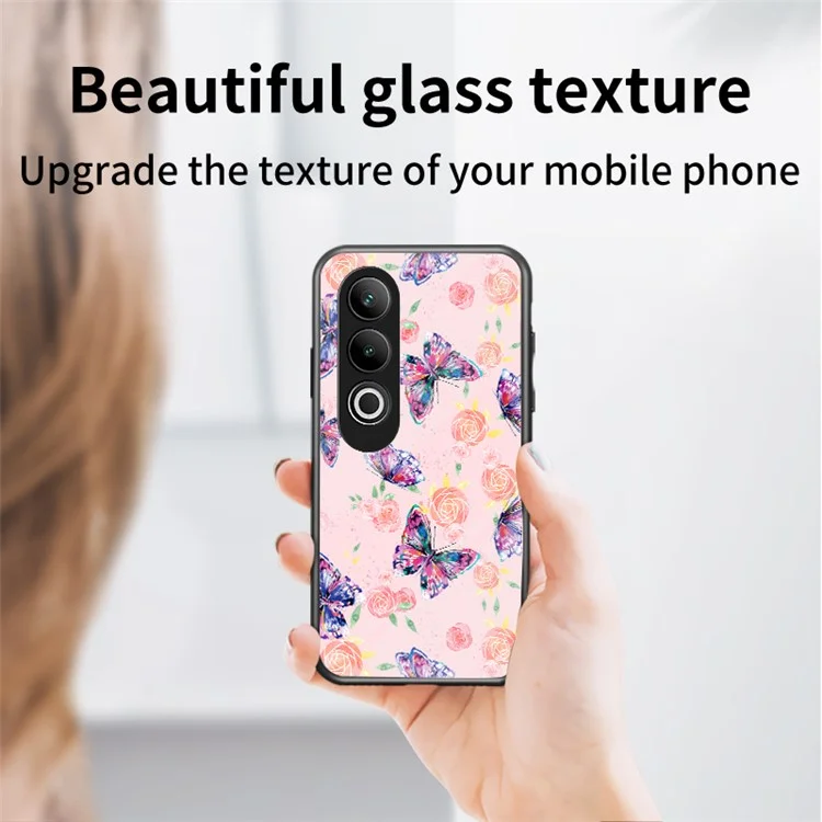 Per OnePlus Nord CE4 5G Case Pattern Print Tempered Glass Kickstand Phone Cover - Brilliant Butterfly