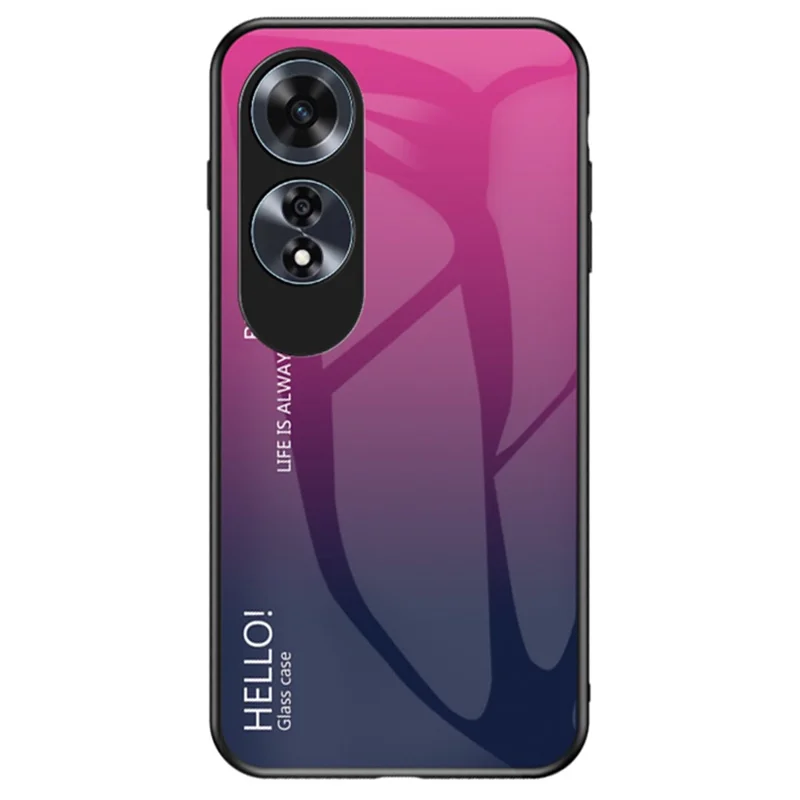 Pour Oppo A60 4G Étui Verre trempé+PC+TPU Housse de téléphone - Dégradé Rose