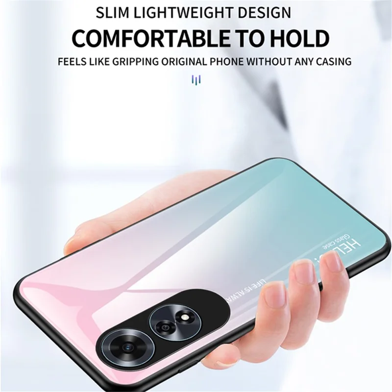 Pour Oppo A60 4G Étui Verre trempé+PC+TPU Housse de téléphone - Dégradé Rose