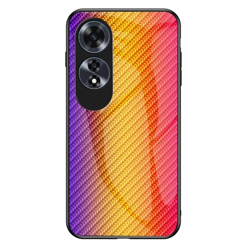 Für Oppo A60 4G Case Anti-Scratch Tempered Glass Phone Cover Carbon Fiber Texture - Golden Fiber