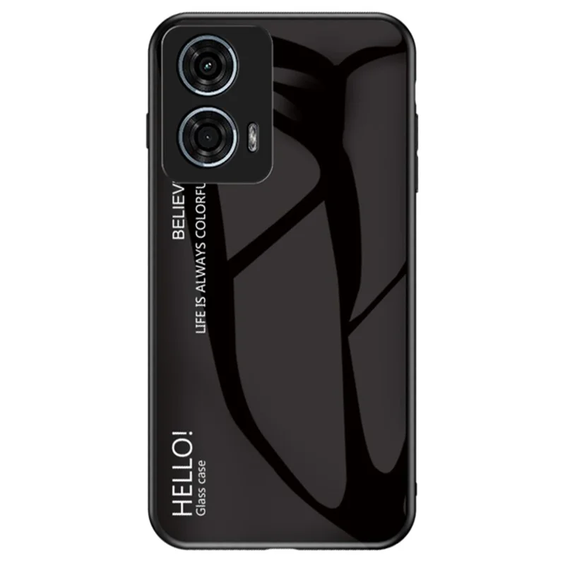 For Motorola Moto G24 Power Case Anti-Scratch Tempered Glass Back Cell Phone Cover - Black