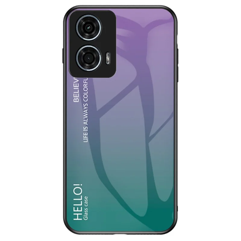 For Motorola Moto G24 Power Case Anti-Scratch Tempered Glass Back Cell Phone Cover - Gradient Purple