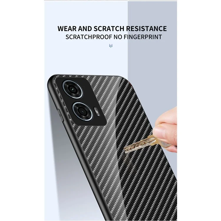 Pour Motorola Moto G24 Power Case Tempered Glass+PC+TPU Mobile Phone Cover - Fibre Noire