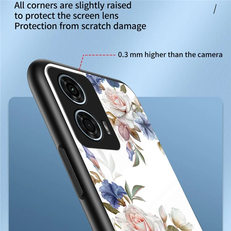 Per Motorola Moto G24 Power Case Pattern Print Tempered Glass Phone Cover con Supporto - Gloriosa Peonia