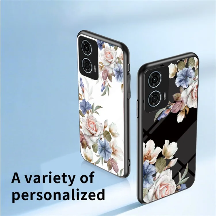 Per Motorola Moto G24 Power Case Pattern Print Tempered Glass Phone Cover con Supporto - Gloriosa Peonia