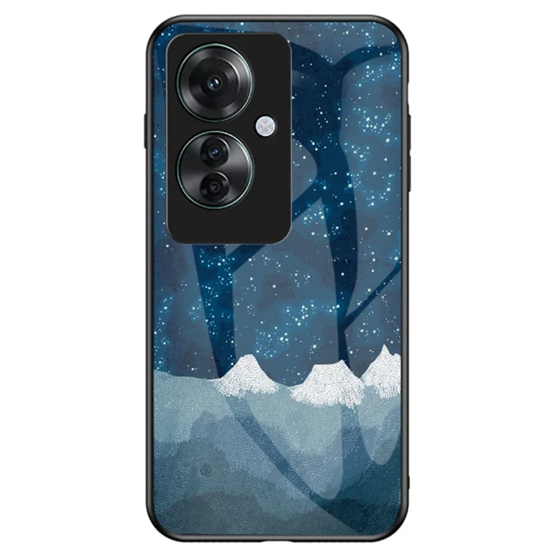 For Oppo Reno11 F 5G Case Ultra-Thin Tempered Glass Phone Cover Starry Sky Pattern Design - Scattering Starry