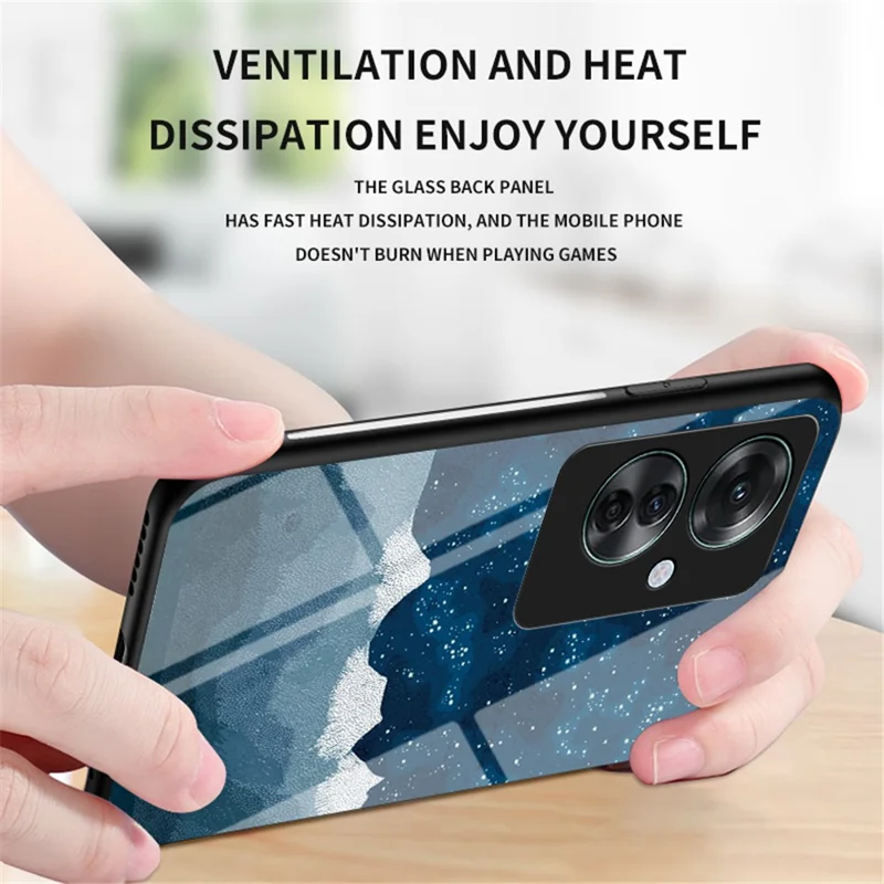 For Oppo Reno11 F 5G Case Ultra-Thin Tempered Glass Phone Cover Starry Sky Pattern Design - Scattering Starry