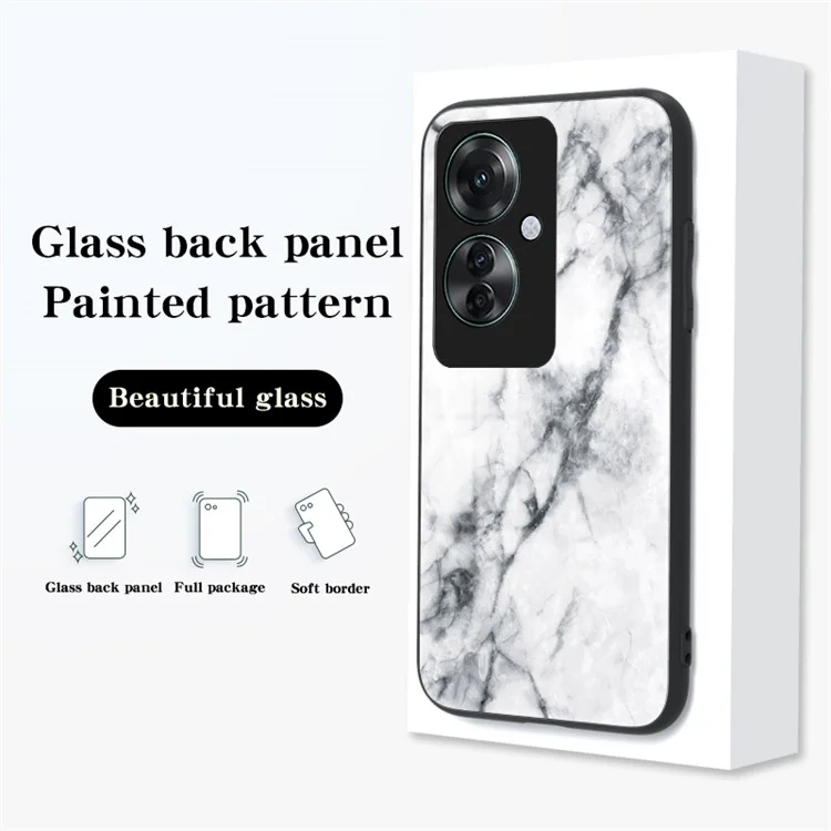 For Oppo Reno11 F 5G Case Tempered Glass Phone Cover Marble Pattern Design - Blood Red Marble