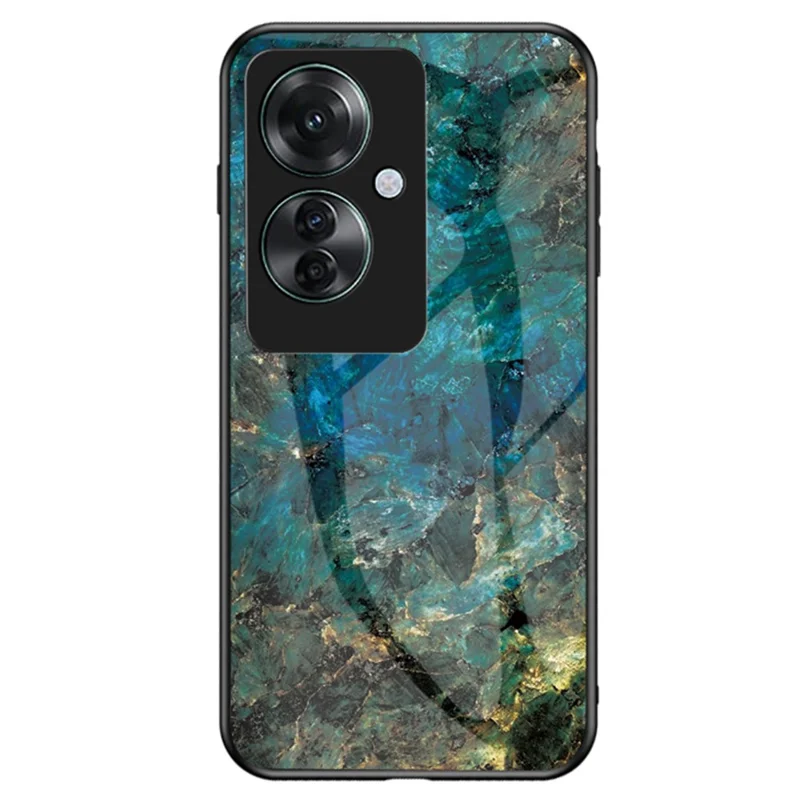 Para Oppo Reno11 F 5G Caso Vidro Temperado Capa de Telefone Padrão de Mármore - Mármore Esmeralda