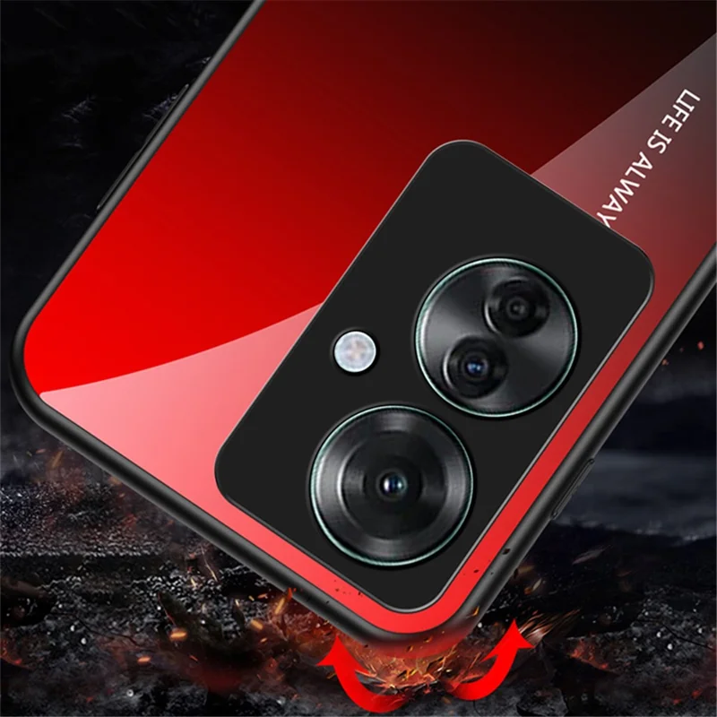 Per Oppo Reno11 F 5G Custodia Vetro Temperato+PC+TPU Ibrida Cover per Telefono - Sfumatura Viola