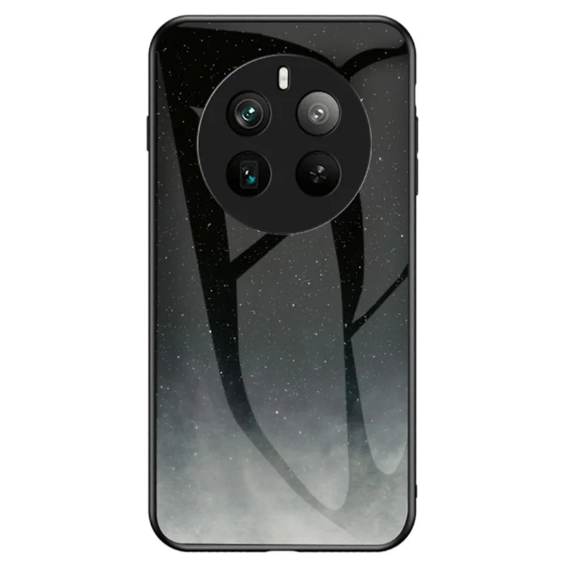 For Realme 12 Pro 5G / 12 Pro+ 5G Case Slim Tempered Glass Phone Cover Starry Sky Pattern Design - Starry Crescent Moon