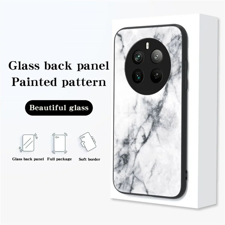For Realme 12 Pro 5G / 12 Pro+ 5G Tempered Glass Case Marble Pattern Protective Phone Cover - Emerald Marble