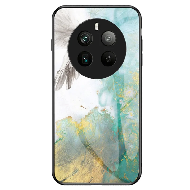For Realme 12 Pro 5G / 12 Pro+ 5G Tempered Glass Case Marble Pattern Protective Phone Cover - Flying Pigeon Marble