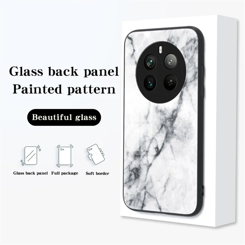 For Realme 12 Pro 5G / 12 Pro+ 5G Tempered Glass Case Marble Pattern Protective Phone Cover - Flying Pigeon Marble