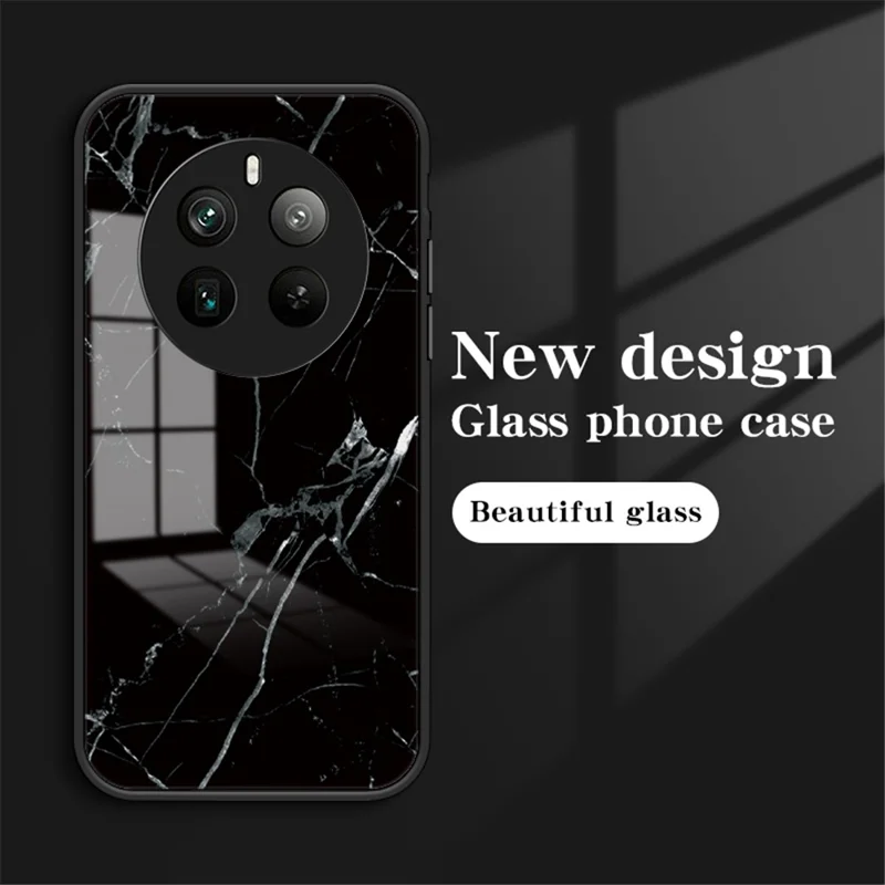 For Realme 12 Pro 5G / 12 Pro+ 5G Tempered Glass Case Marble Pattern Protective Phone Cover - Gold Black Marble