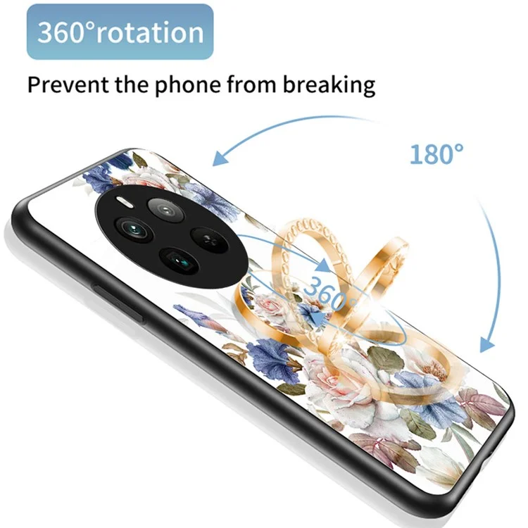 Para Realme 12 Pro+ 5G / 12 Pro Carcasa Soporte Anillo Cristal Templado Funda Flores - Arbusto de Flores Blanco