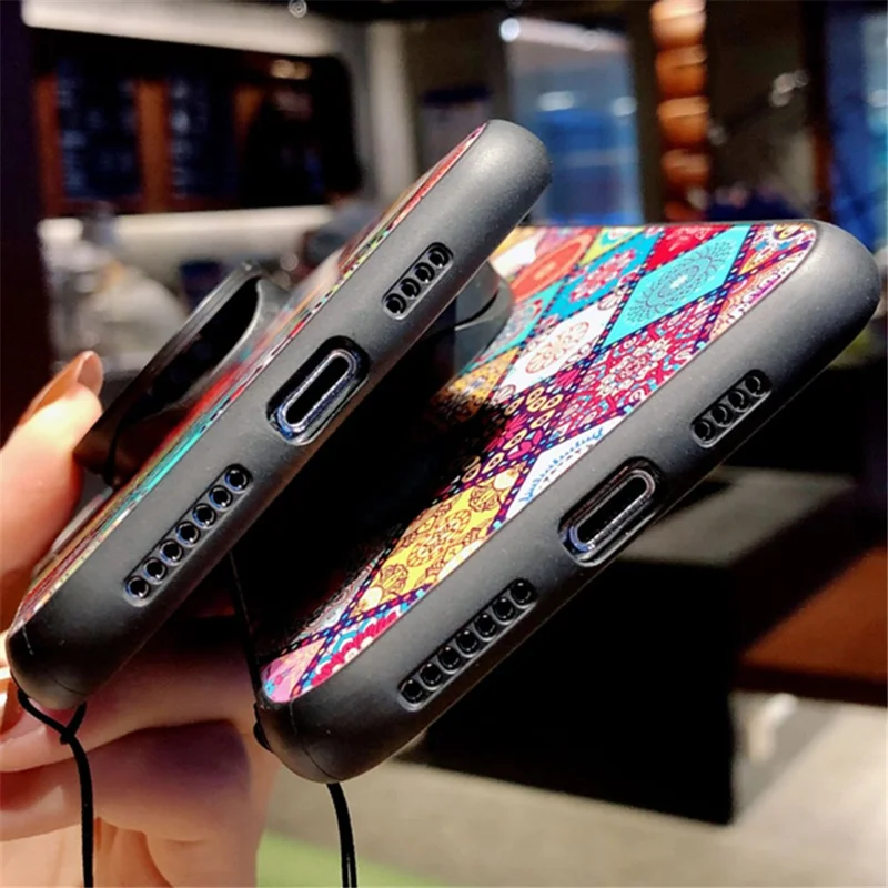 For Realme 12 Pro 5G / 12 Pro+ 5G Tempered Glass Case Pattern Print Kickstand Phone Cover -  Color Pattern