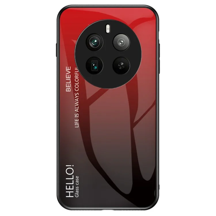 For Realme 12 Pro 5G / 12 Pro+ 5G Case Anti-Drop Tempered Glass Phone Cover - Gradient Red Black