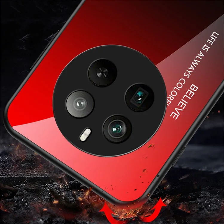 For Realme 12 Pro 5G / 12 Pro+ 5G Case Anti-Drop Tempered Glass Phone Cover - Gradient Red Black
