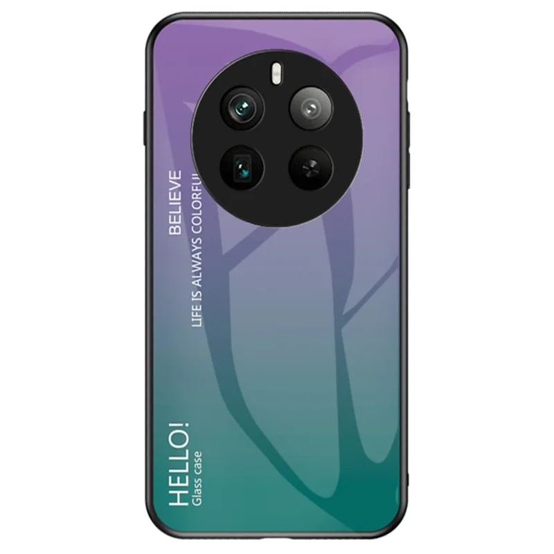For Realme 12 Pro 5G / 12 Pro+ 5G Case Anti-Drop Tempered Glass Phone Cover - Gradient Purple