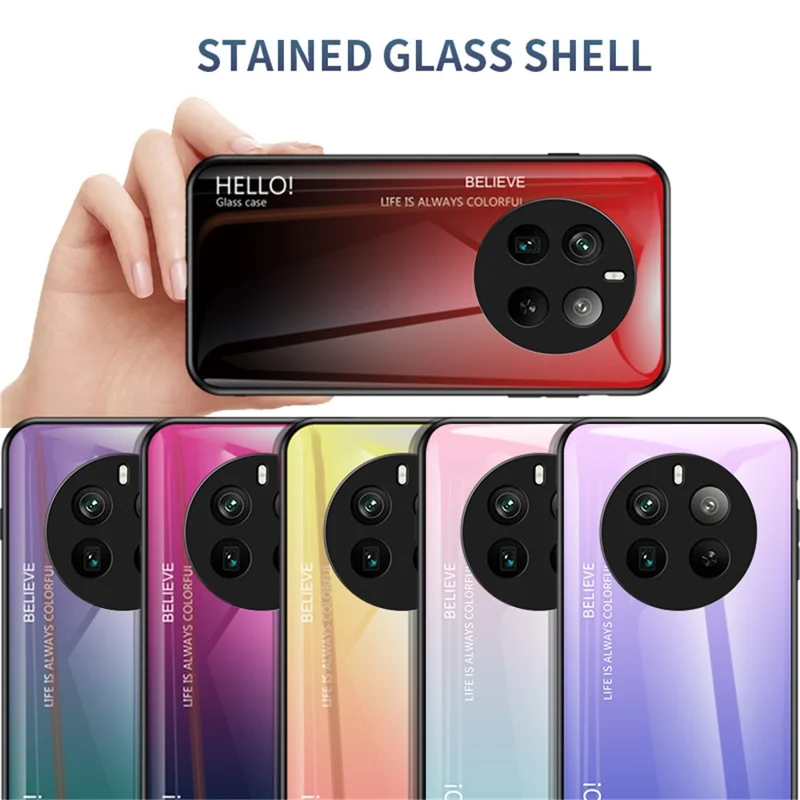 For Realme 12 Pro 5G / 12 Pro+ 5G Case Anti-Drop Tempered Glass Phone Cover - Gradient Purple