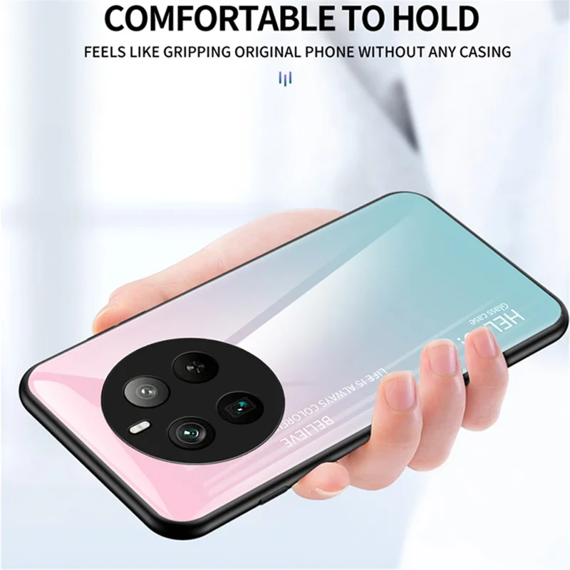 For Realme 12 Pro 5G / 12 Pro+ 5G Case Anti-Drop Tempered Glass Phone Cover - Gradient Blue Black