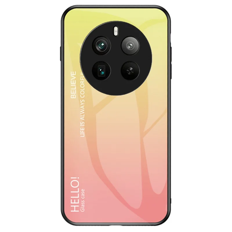 For Realme 12 Pro 5G / 12 Pro+ 5G Case Anti-Drop Tempered Glass Phone Cover - Gradient Yellow