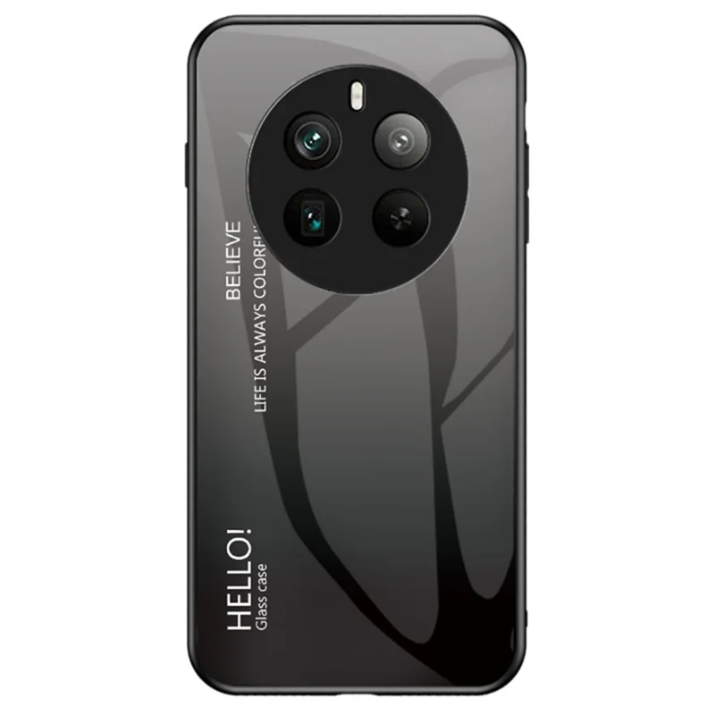 For Realme 12 Pro 5G / 12 Pro+ 5G Case Anti-Drop Tempered Glass Phone Cover - Gradient Black Grey