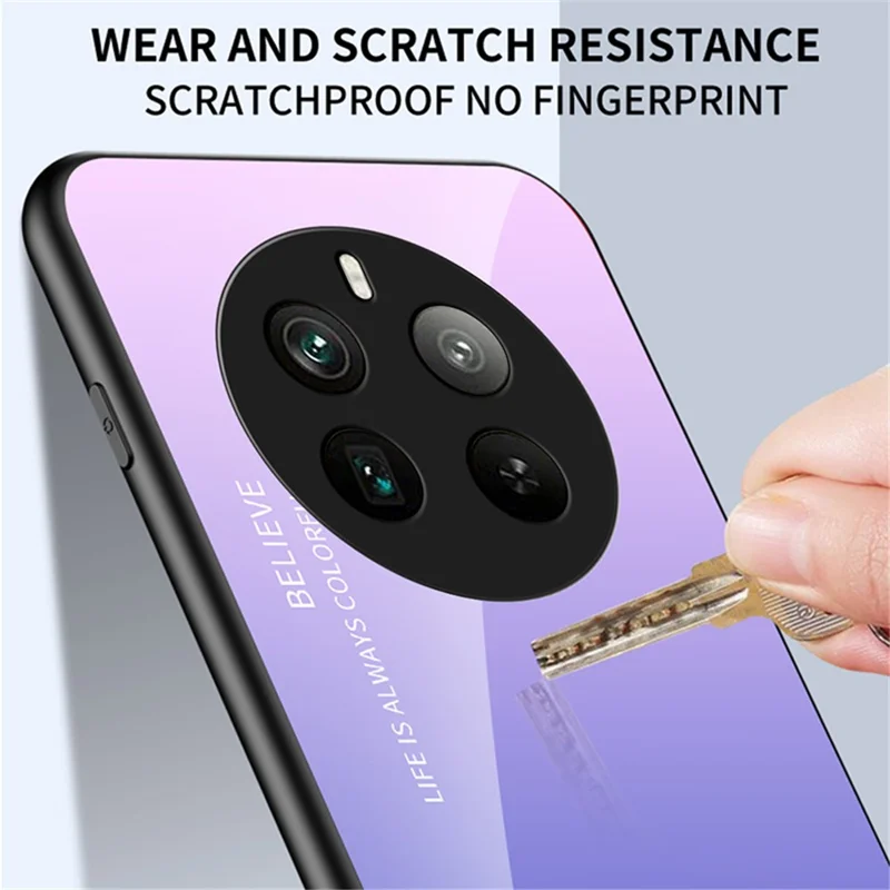 For Realme 12 Pro 5G / 12 Pro+ 5G Case Anti-Drop Tempered Glass Phone Cover - Gradient Black Grey