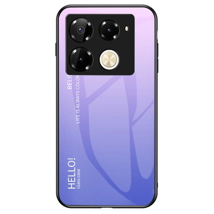 For Infinix Note 40 Pro 4G Case Tempered Glass Anti-Scratch Phone Cover - Gradient Pink Purple