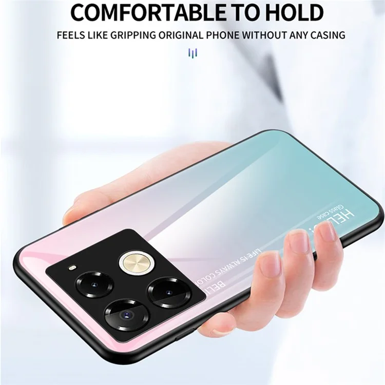 For Infinix Note 40 Pro 4G Case Tempered Glass Anti-Scratch Phone Cover - Gradient Pink Purple