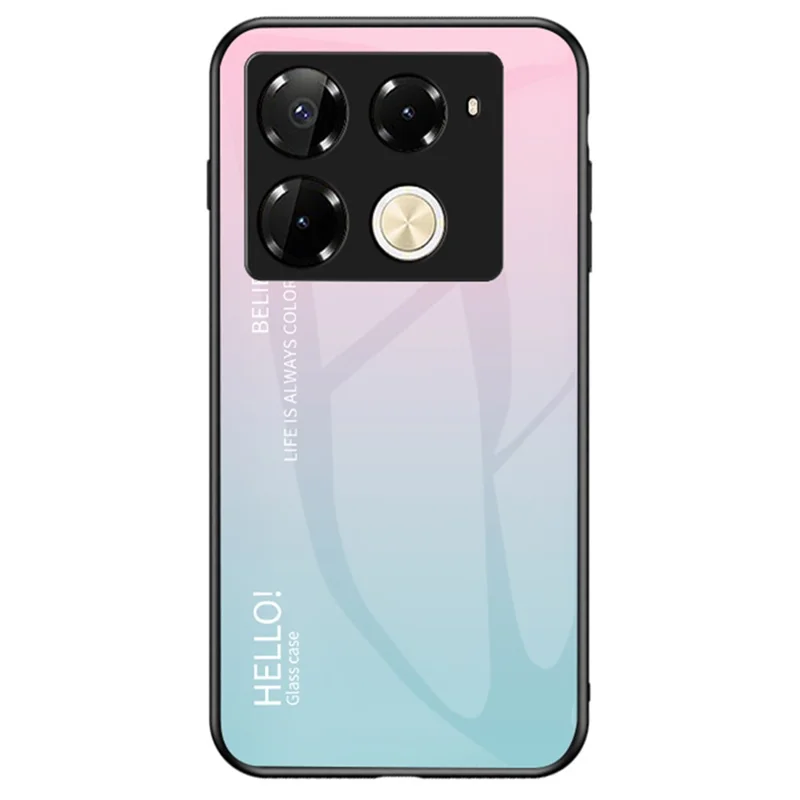 For Infinix Note 40 Pro 4G Case Tempered Glass Anti-Scratch Phone Cover - Gradient Pink Blue