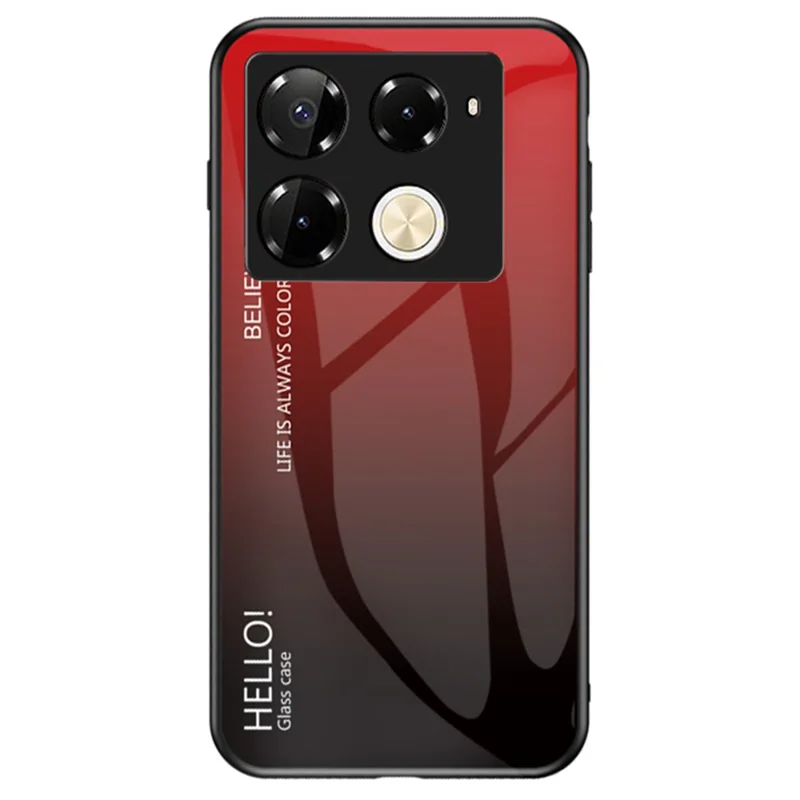 For Infinix Note 40 Pro 4G Case Tempered Glass Anti-Scratch Phone Cover - Gradient Red Black