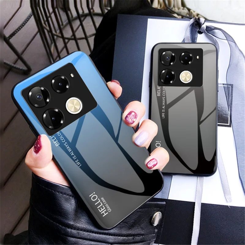 Para Infinix Note 40 Pro 4G Funda Cristal Templado Anti-Arañazos Cubierta del Teléfono - Púrpura Degradado