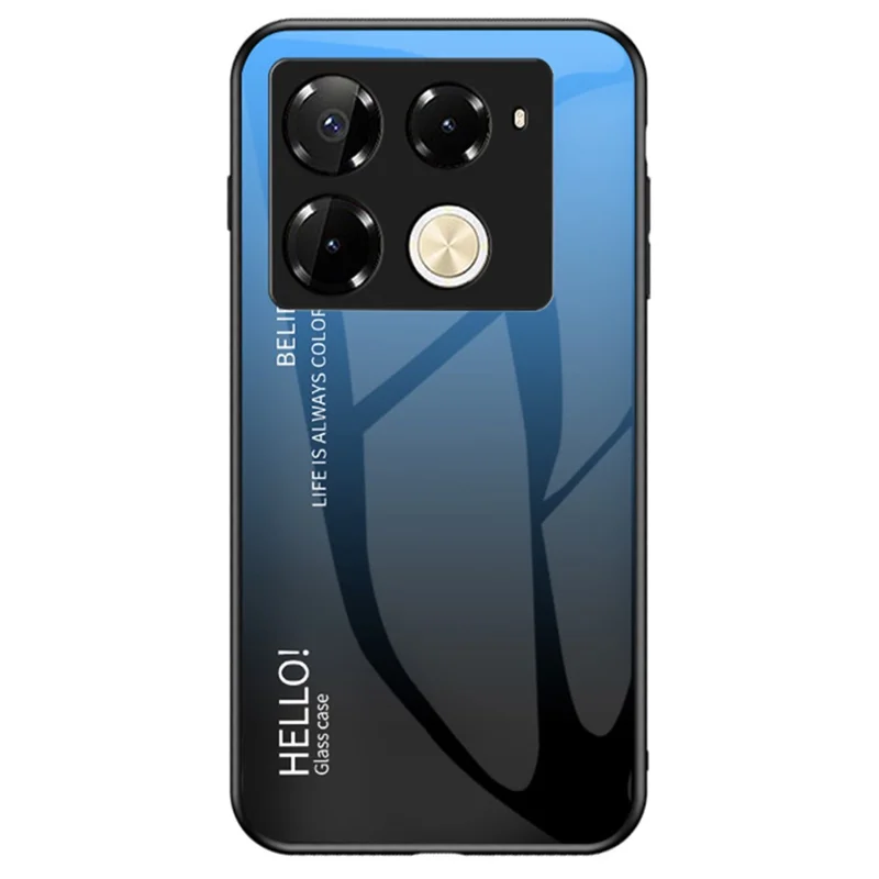 Für Infinix Note 40 Pro 4G Case Gehärtetes Glas Kratzfestes Handyhülle - Farbverlauf Blau Schwarz