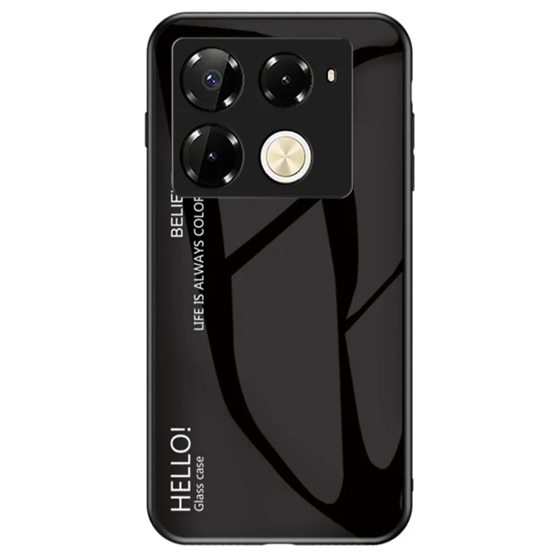 For Infinix Note 40 Pro 4G Case Tempered Glass Anti-Scratch Phone Cover - Black