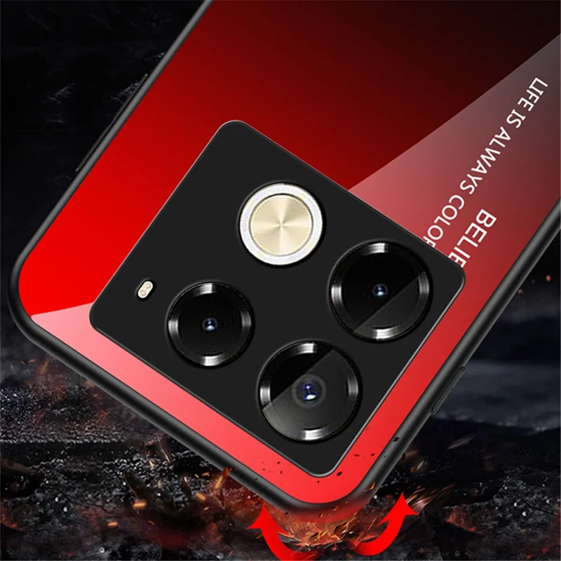 For Infinix Note 40 Pro 4G Case Tempered Glass Anti-Scratch Phone Cover - Black