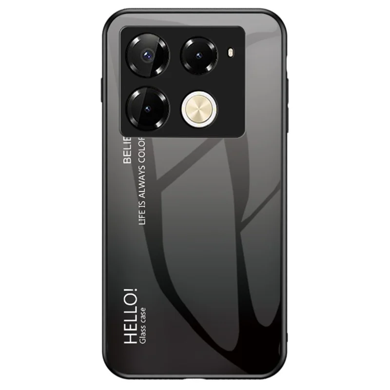 Para Infinix Note 40 Pro 4G Capa Vidro Temperado Anti-Arranhões Capa de Telefone - Gradiente Preto Cinza