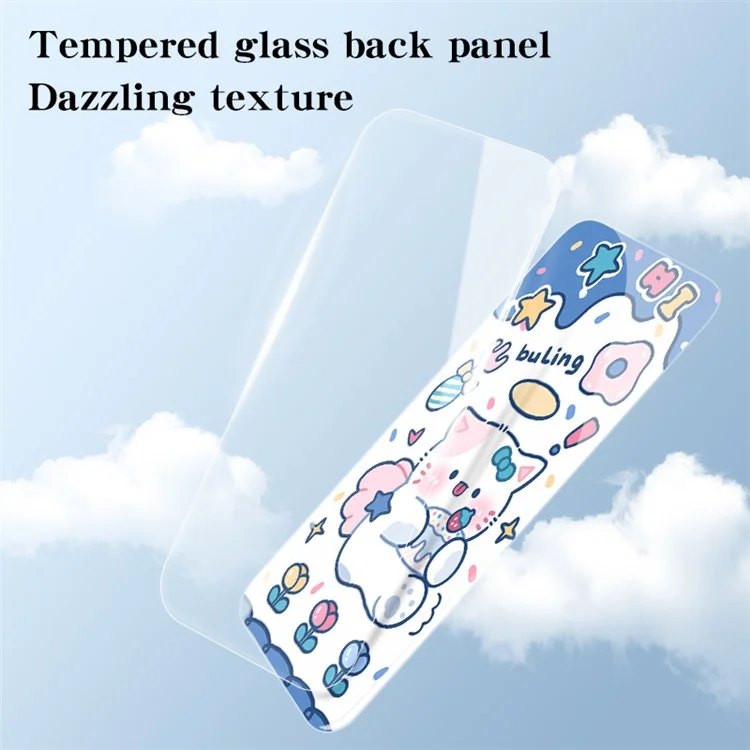 For Infinix Note 40 Pro 4G Case Cartoon Animal Slim Shockproof Tempered Glass Phone Cover - Blue Cat