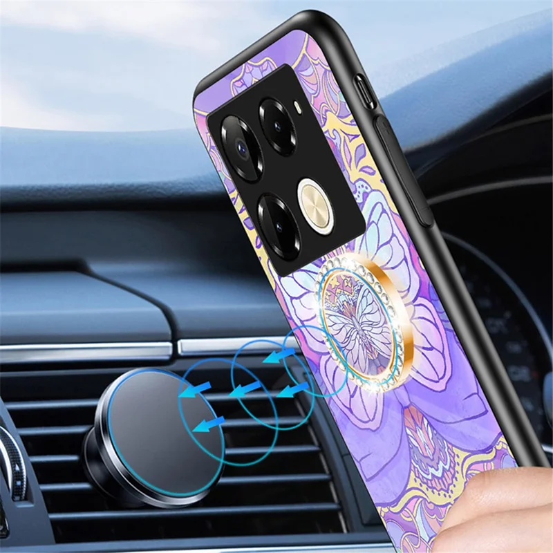 For Infinix Note 40 Pro 4G Phone Case TPU Frame Tempered Glass+PC Back Cover - Brilliant Butterfly