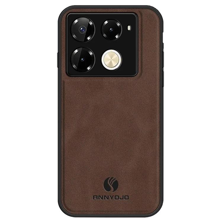 ANNYOJO For Infinix Note 40 Pro 4G Case Ultra Thin PU Leather Texture Phone Back Cover - Coffee