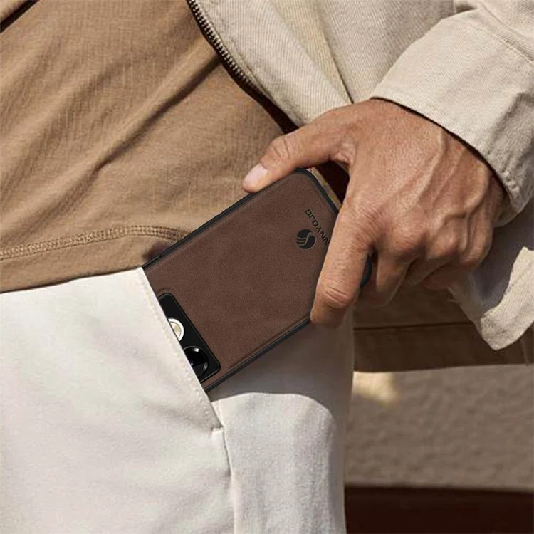 ANNYOJO For Infinix Note 40 Pro 4G Case Ultra Thin PU Leather Texture Phone Back Cover - Coffee