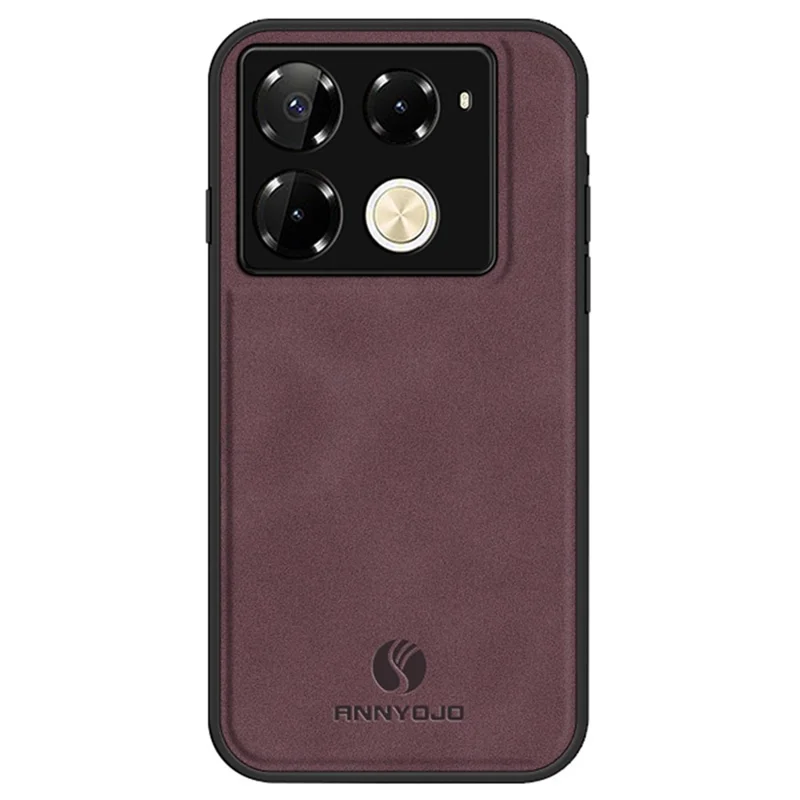 ANNYOJO For Infinix Note 40 Pro 4G Case Ultra Thin PU Leather Texture Phone Back Cover - Wine Red