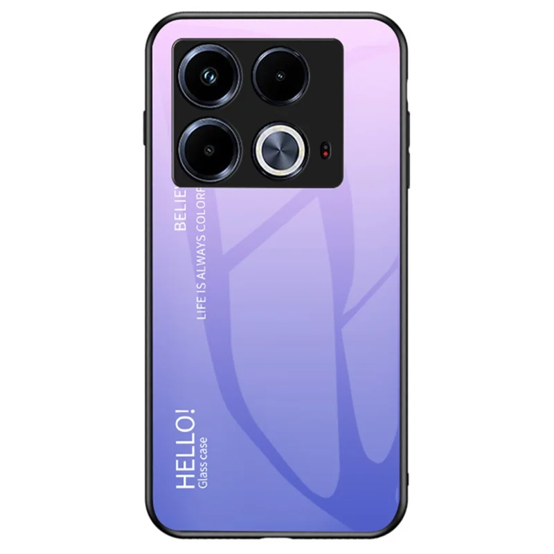 For Infinix Note 40 Tempered Glass Case PC+TPU Protective Phone Cover -  Gradient Pink Purple
