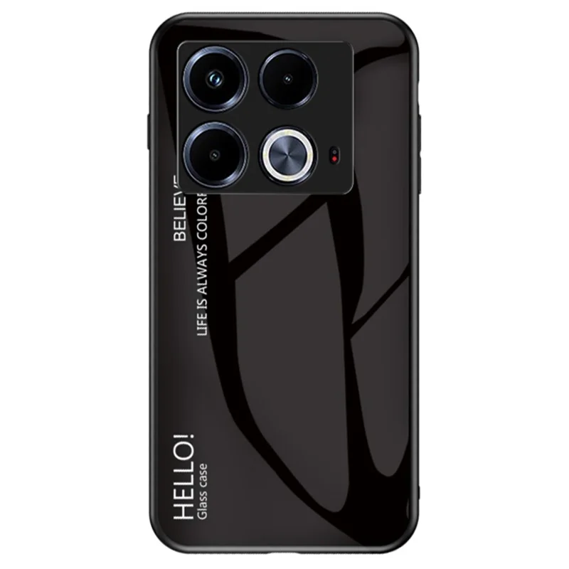 For Infinix Note 40 Tempered Glass Case PC+TPU Protective Phone Cover -  Black