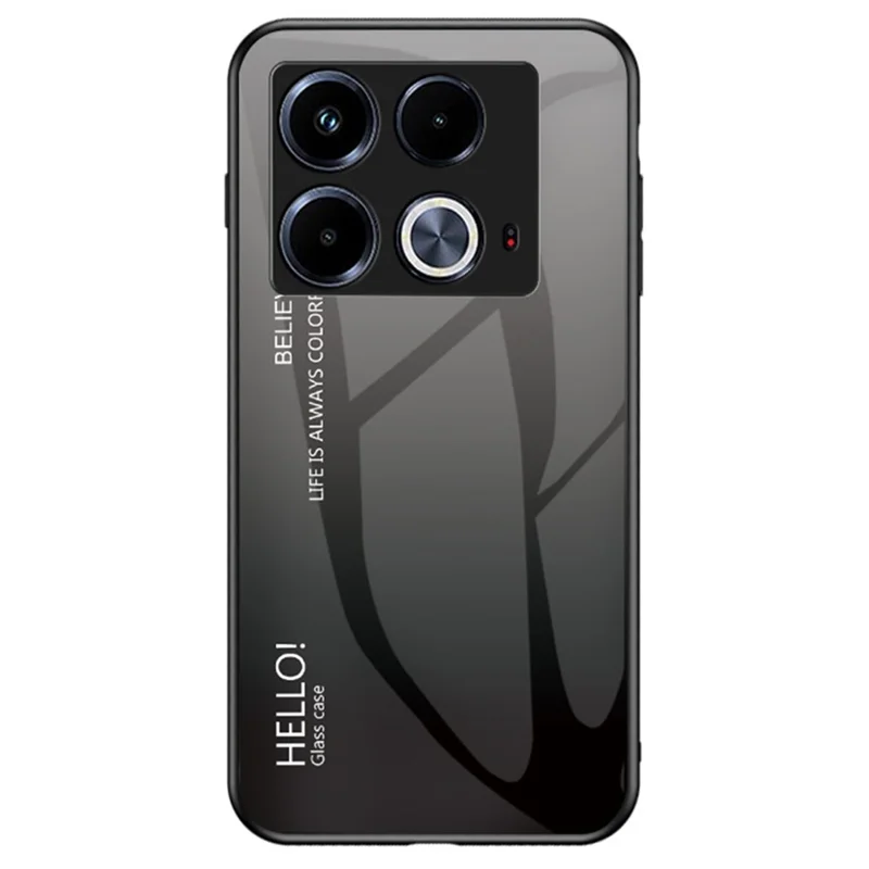 For Infinix Note 40 Tempered Glass Case PC+TPU Protective Phone Cover -  Gradient Black Grey