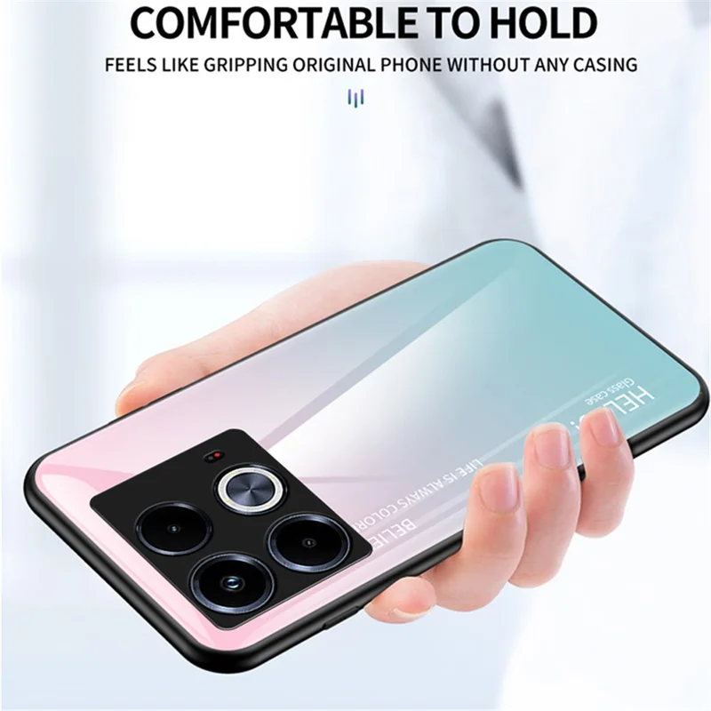 For Infinix Note 40 Tempered Glass Case PC+TPU Protective Phone Cover -  Gradient Black Grey