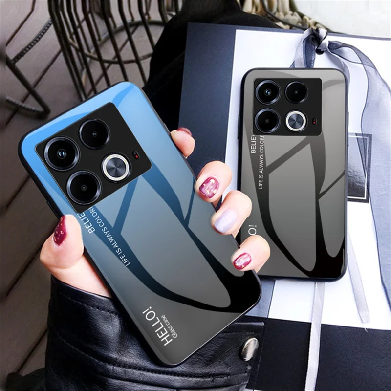 Für Infinix Note 40 Panzerglas-Hülle PC+TPU Schutzhülle - Verlaufspurpur
