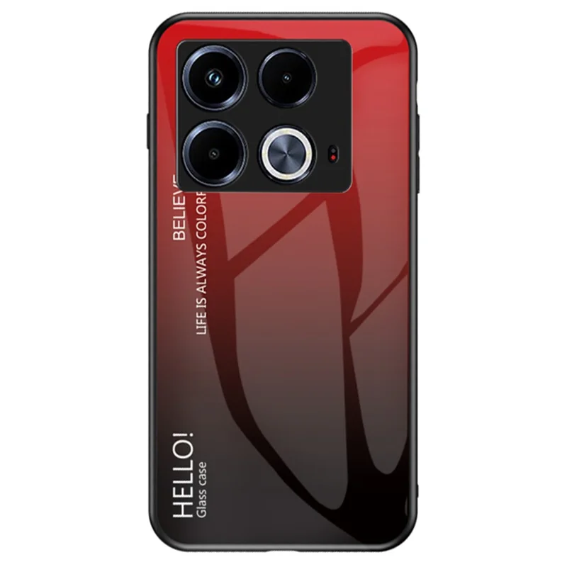 Pour Infinix Note 40 Coque en verre trempé PC + TPU Étui de protection pour téléphone - Dégradé rouge noir